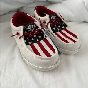 Hey Dude Kids' Stars and Stripes Sneakers - Red, White, and Black
